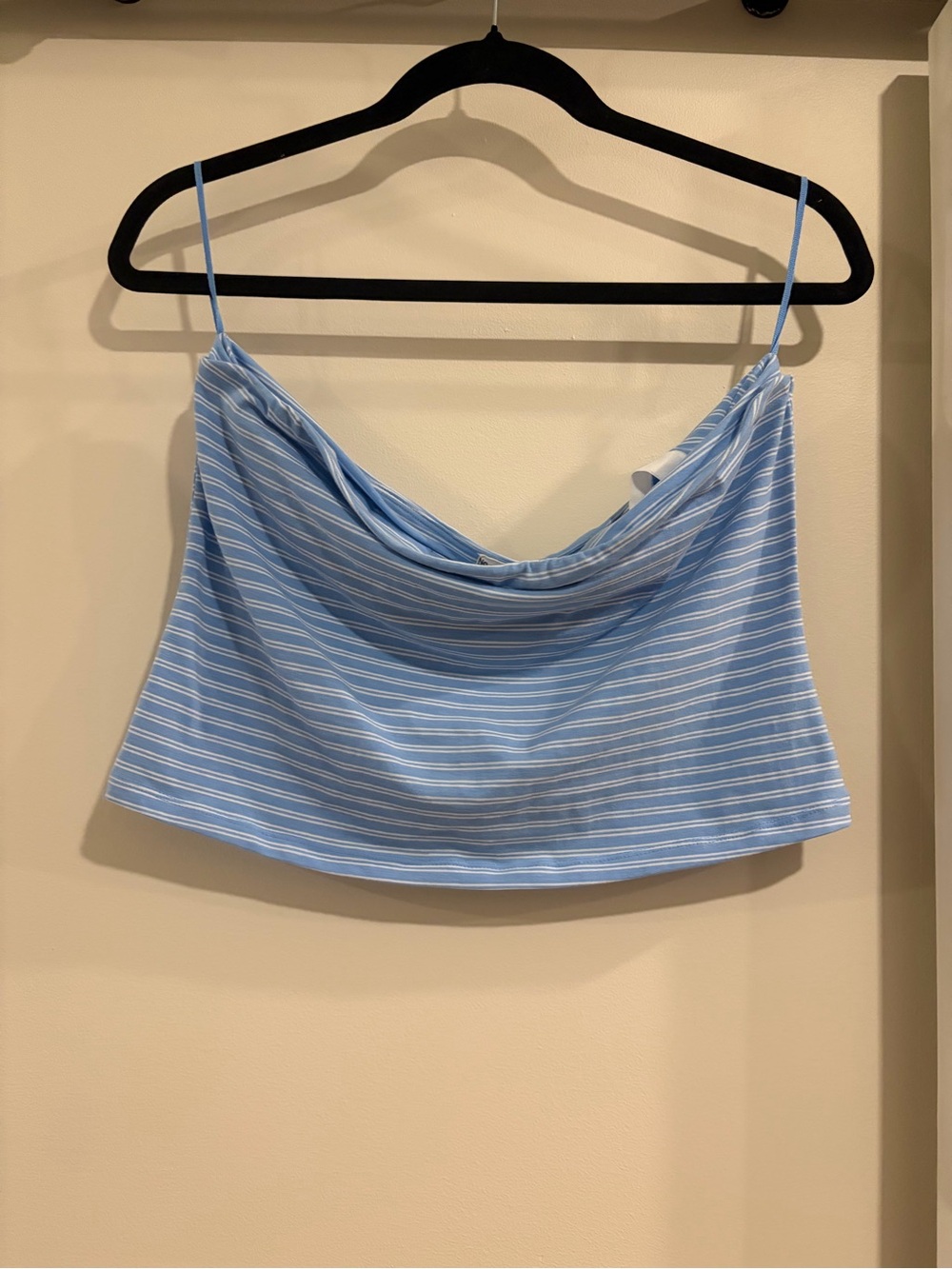 No Boundaries Light Blue & White Striped Crop Top